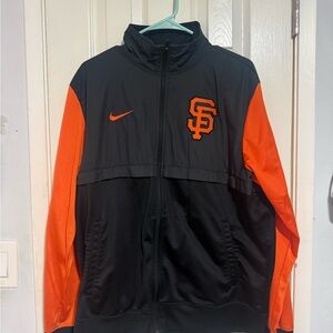 Nike Men's Black and Orange Varsity Jacket